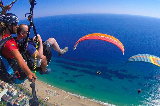 Alanya Paragliding Experience By Local Expert Pilots - Launch and air time: Cleopatra’s Bay from above