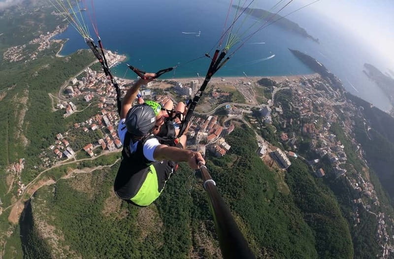 Becici Beach: Tandem Paragliding Flight in Budva Riviera - The Safety and Comfort Setup: Helmet, Spare Parachute, and an English Instructor