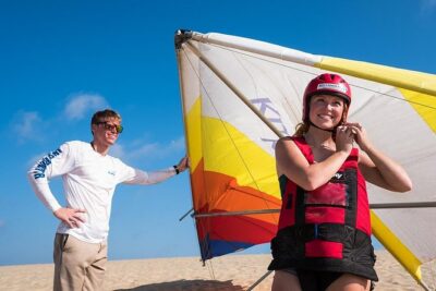 Beginner Hang Gliding Lesson - Gear-Up Moment: Helmet and Harness, Then Straight to the Dunes