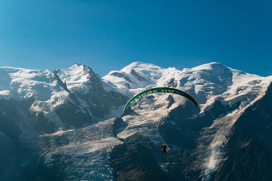 Chamonix: Tandem Paragliding Flight - Entering Chamonix airspace: where you start and what the lift adds