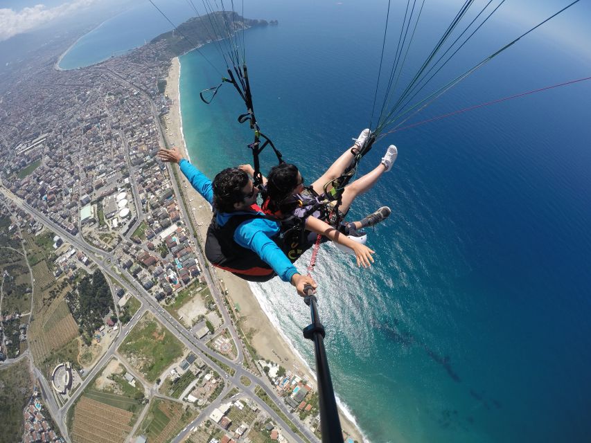 From city of Side Alanya Paragliding - Landing at Cleopatra Beach: the calm after adrenaline