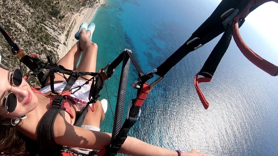 Lefkada paragliding tandem flighs/ Kathisma beach - The video and memories: GoPro recording plus included flight video