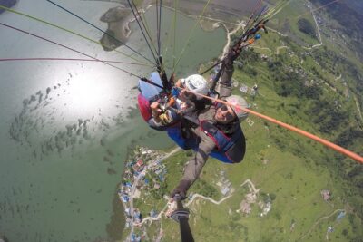 Paragliding - The Flight Itself: Lakeside Pokhara, Water Views, and Annapurna Foothills